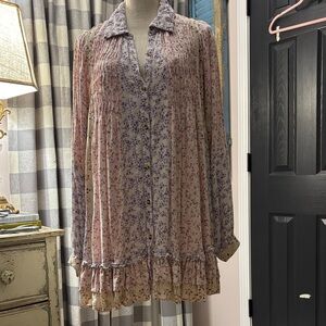 Free People Floral Mini Dress - Pink and Purple